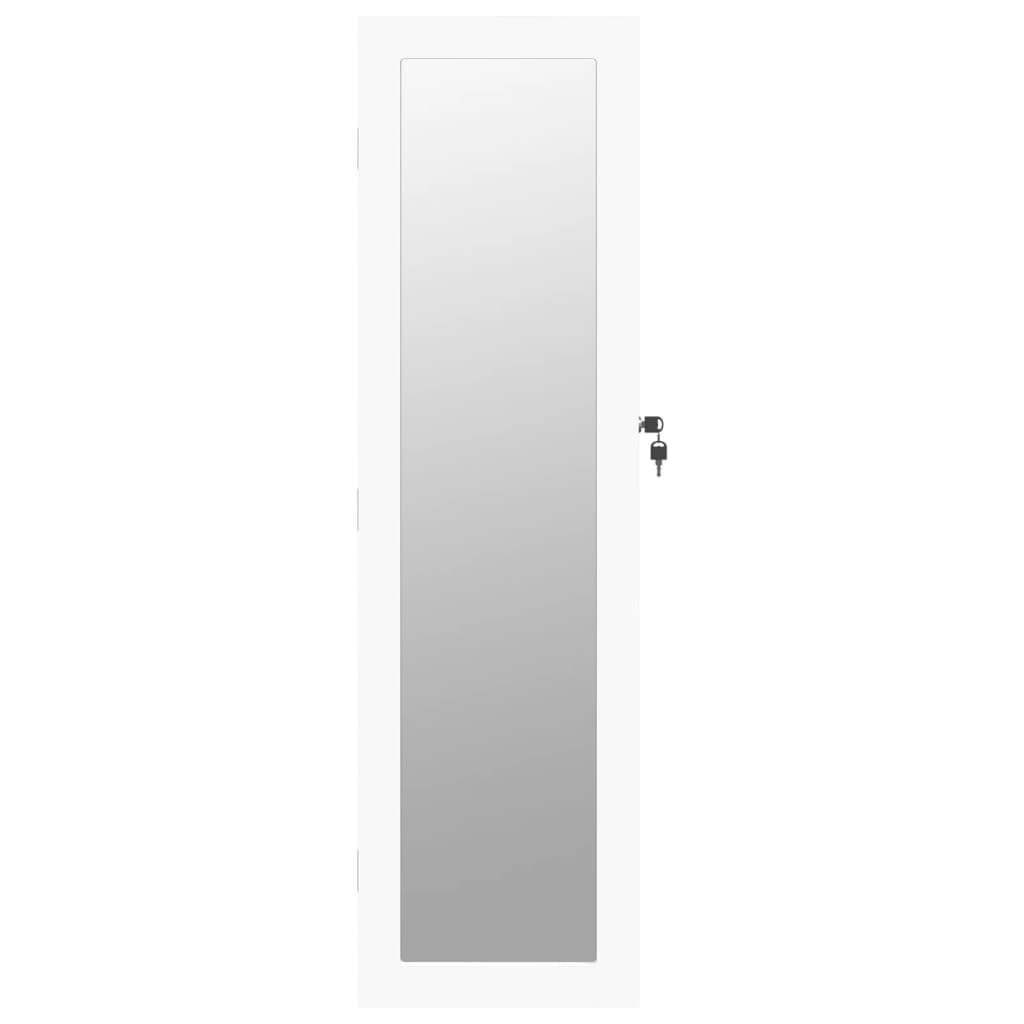 vidaXL Schmuckschrank mit Spiegel Wandmontage Weiß 30x8,5x106 cm