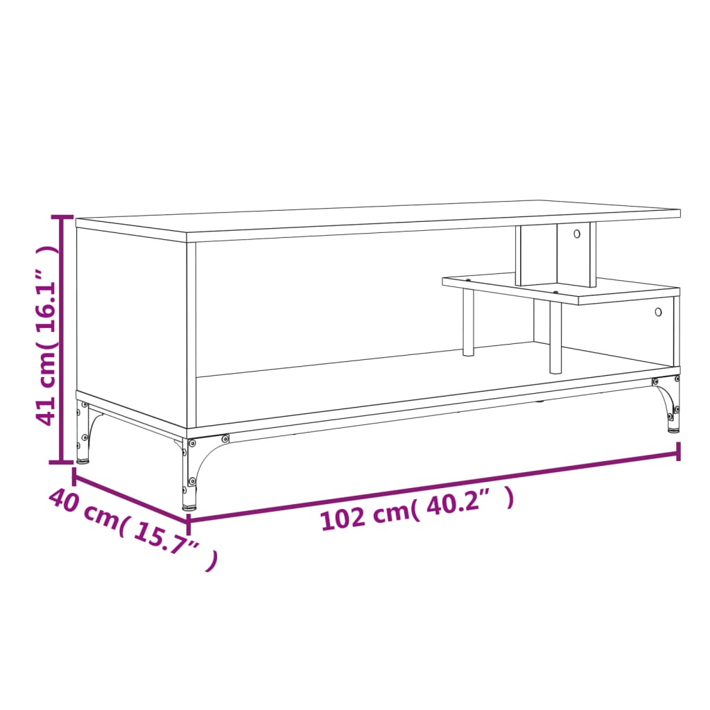 vidaXL TV-Schrank Räuchereiche 102x40x41 cm Holzwerkstoff und Stahl