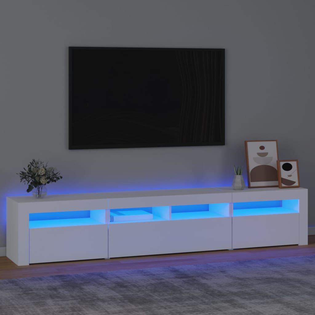 vidaXL TV-Schrank mit LED-Leuchten Weiß 210x35x40 cm
