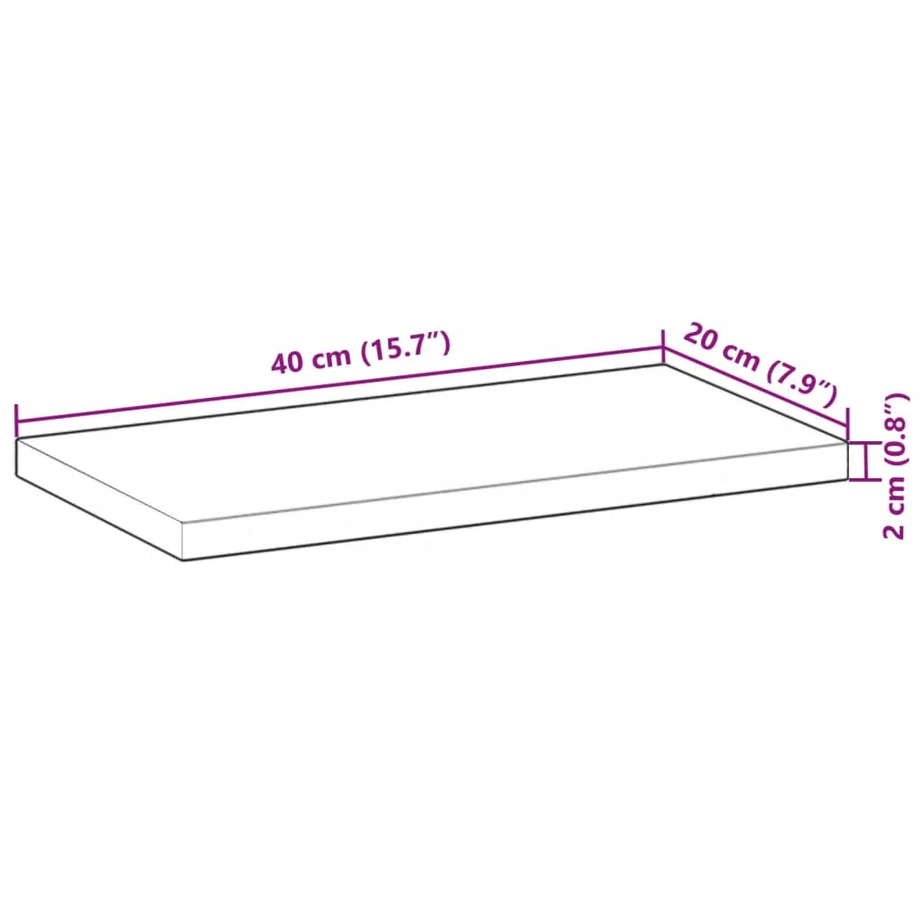 vidaXL Tischplatte Rechteckig 40x20x2 cm Massivholz Akazie