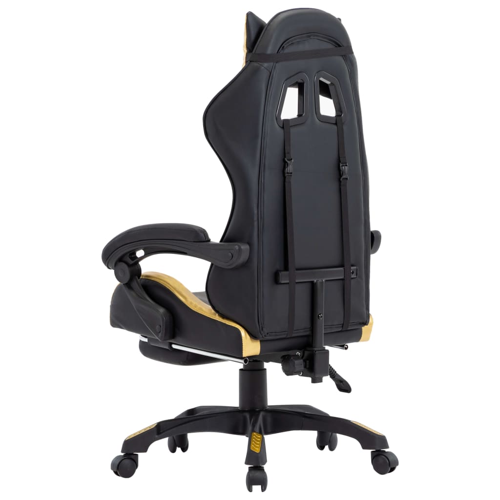 vidaXL Gaming-Stuhl mit Fußstütze Golden und Schwarz Kunstleder