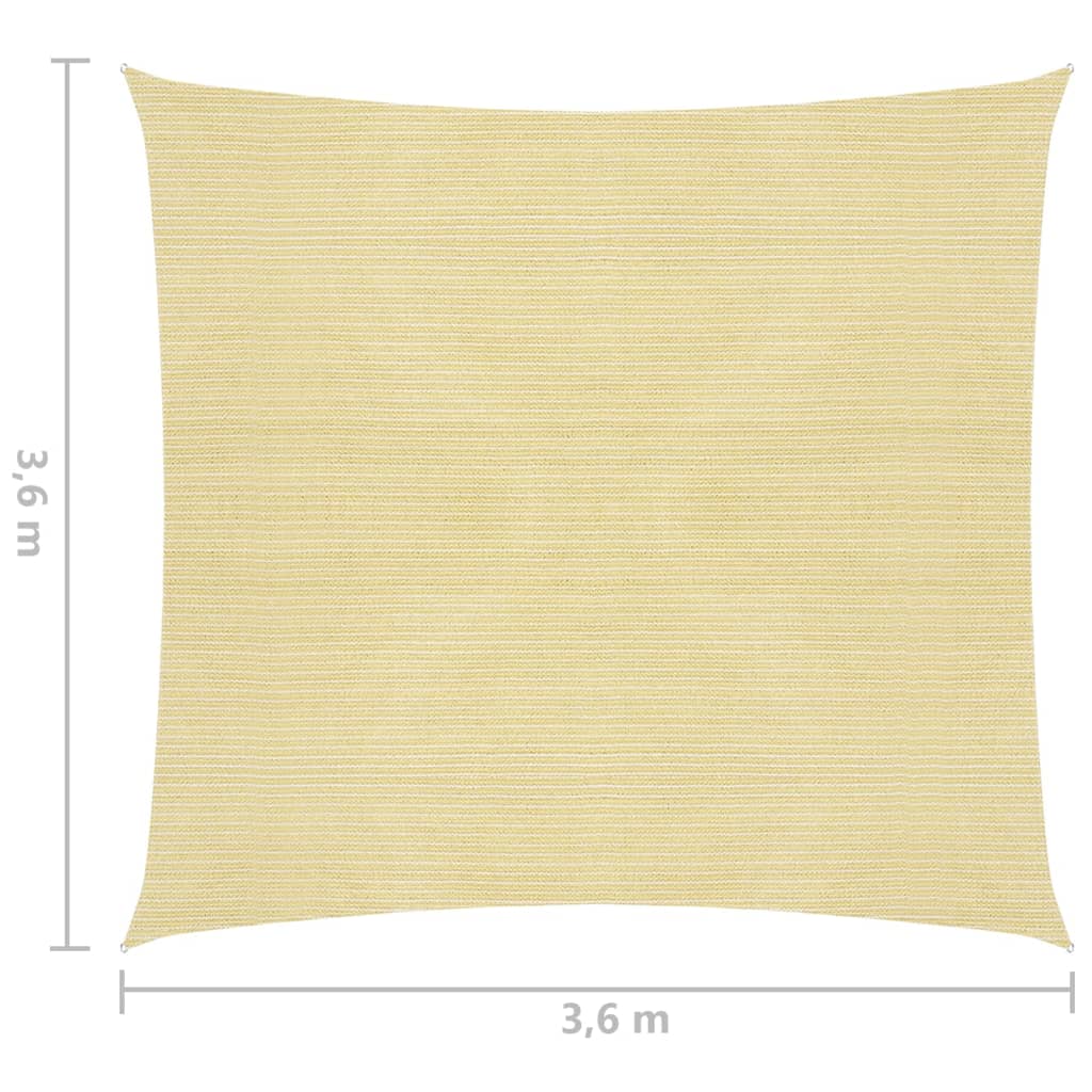 vidaXL Sonnensegel HDPE Quadratisch 3,6x3,6 m Beige