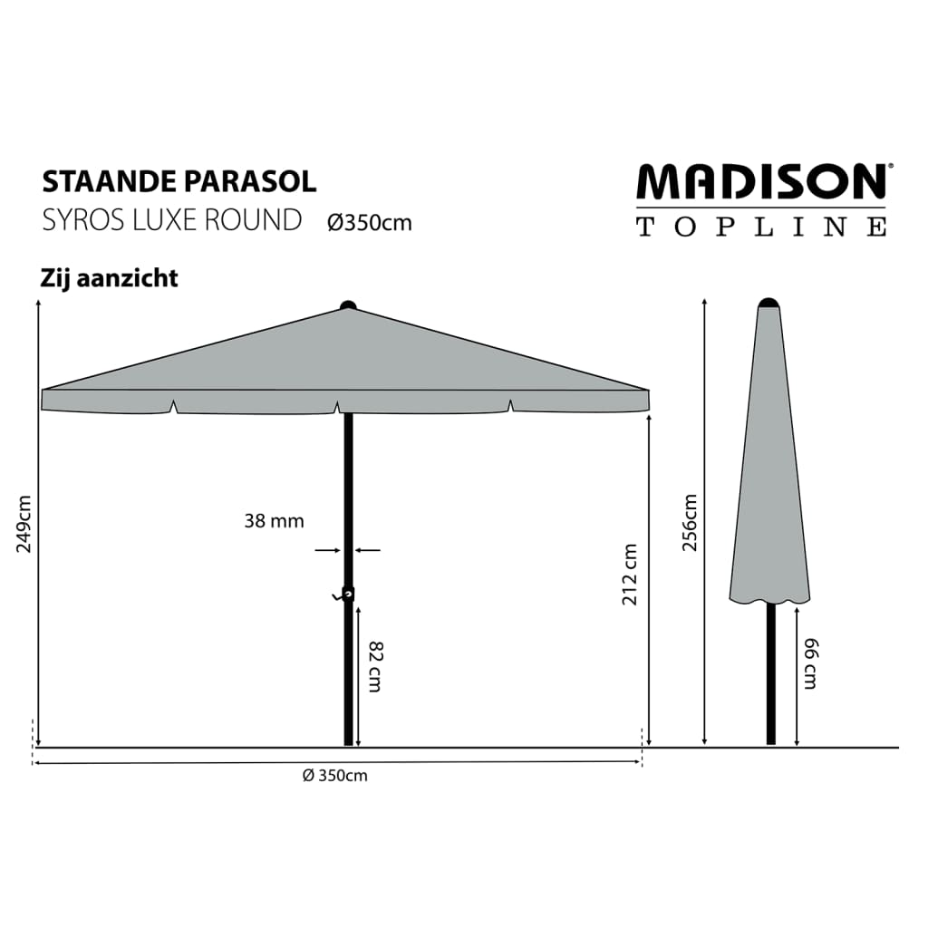 Madison Sonnenschirm Syros Luxe 350 cm Rund Ecru