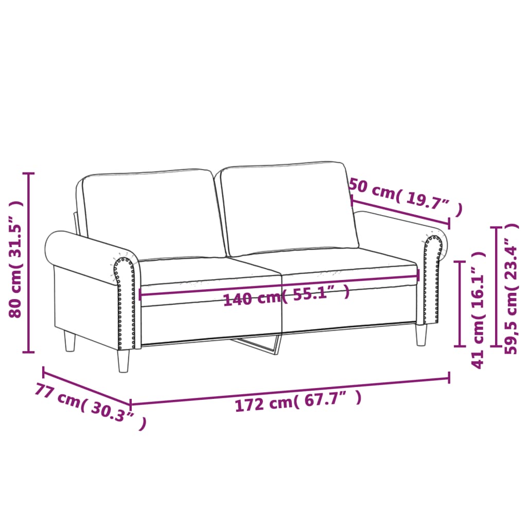 vidaXL 2-Sitzer-Sofa Dunkelgrau 140 cm Samt