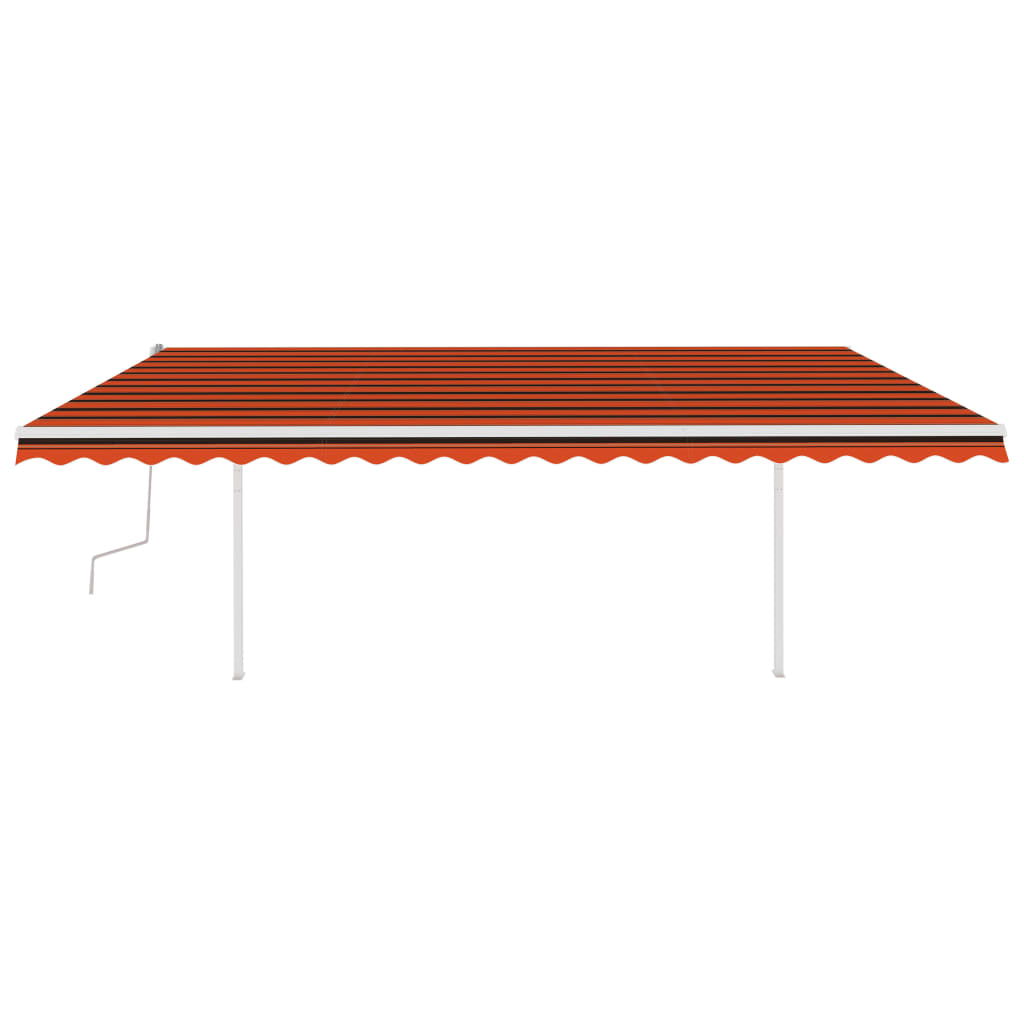 vidaXL Markise Manuell Einziehbar mit Pfosten 5x3,5 m Orange & Braun