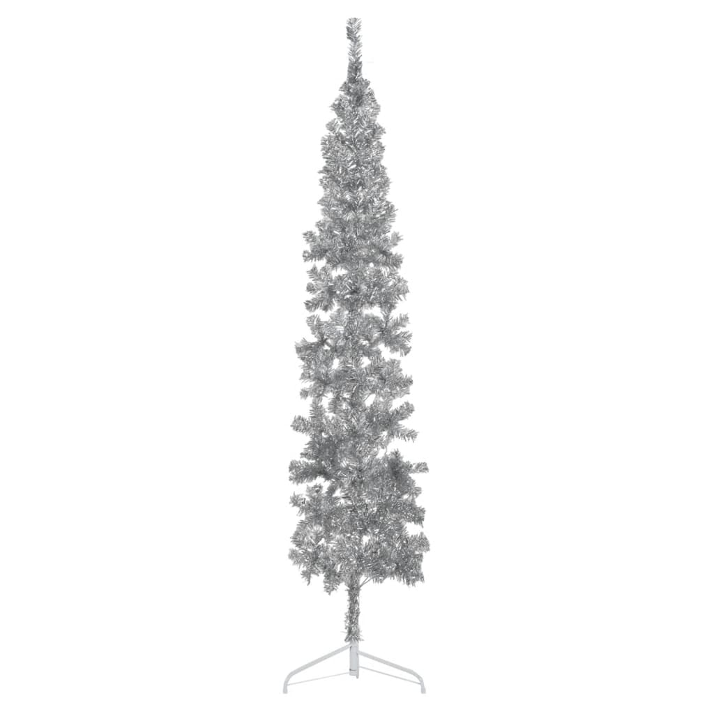vidaXL Künstlicher Halb-Weihnachtsbaum Ständer Schlank Silbern 240 cm