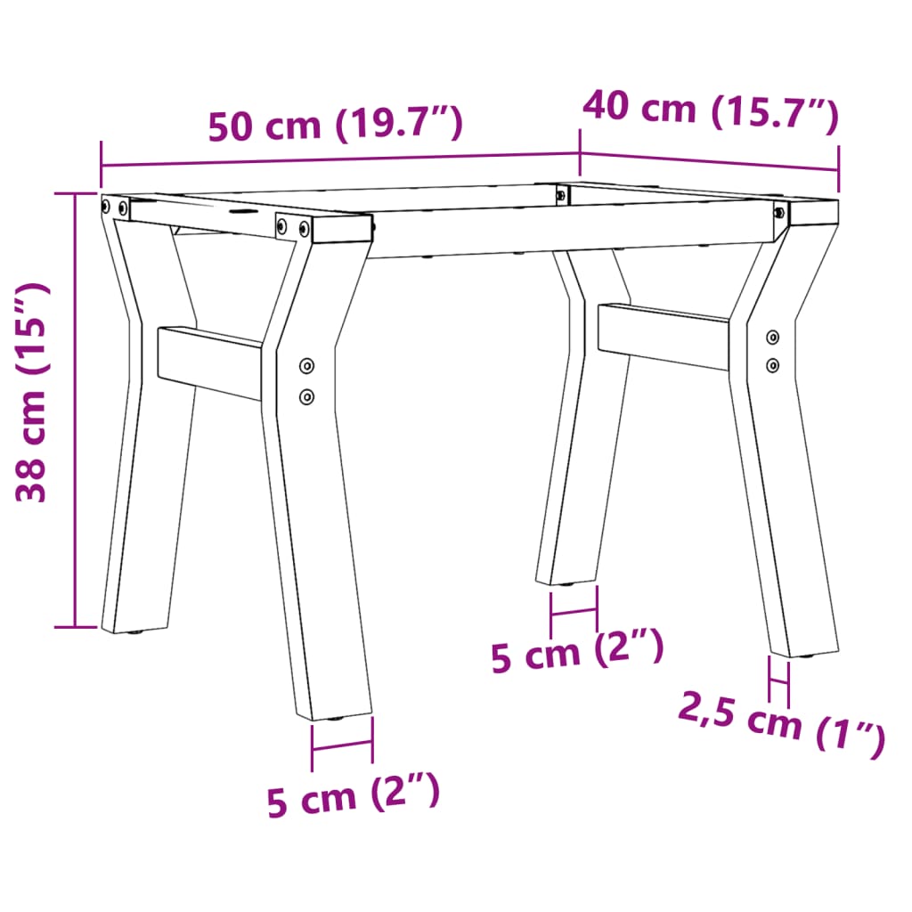 vidaXL Couchtisch-Gestell in Y-Form 50x40x38 cm Gusseisen