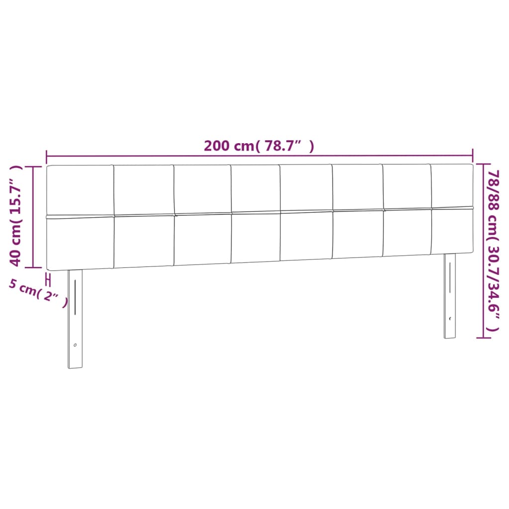 vidaXL LED Kopfteil Dunkelgrün 200x5x78/88 cm Samt