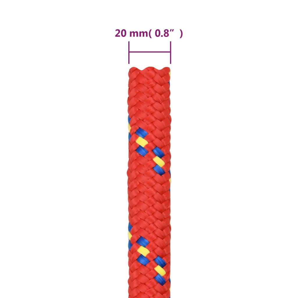 vidaXL Bootsseil Rot 20 mm 50 m Polypropylen