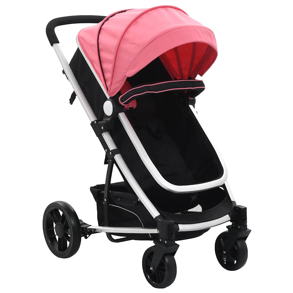 vidaXL 2-in-1 Buggy/Kinderwagen Rosa und Schwarz Aluminium im vidaXL  Trendshop | vidaXL.ch