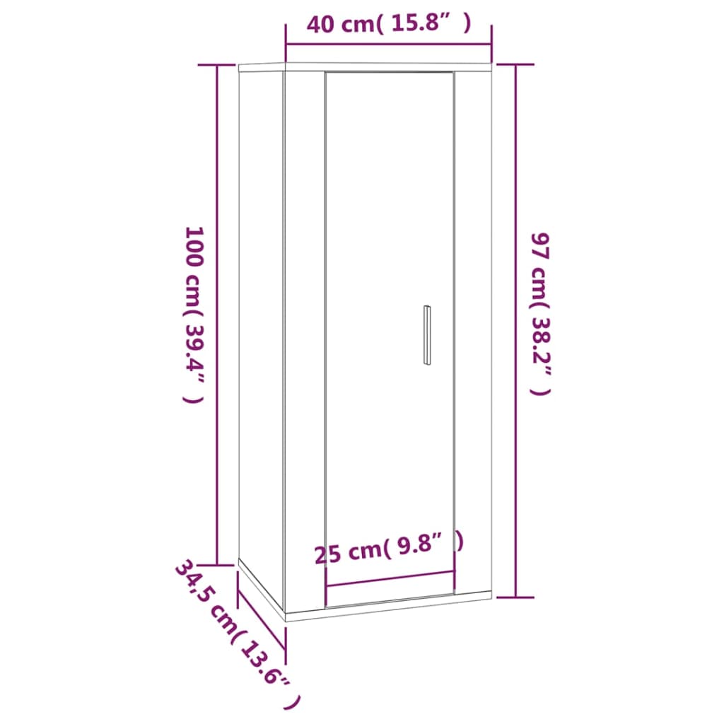 vidaXL TV-Wandschrank Sonoma-Eiche 40x34,5x100 cm