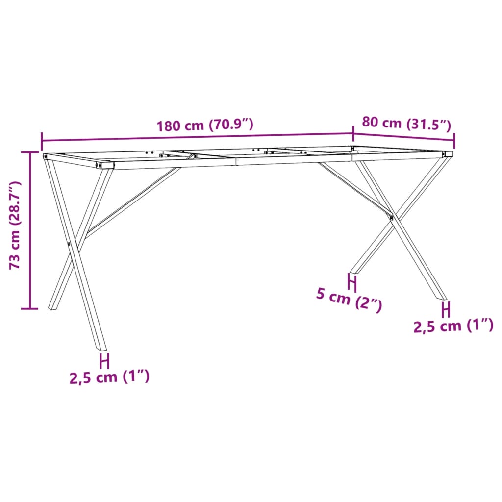 vidaXL Esstisch-Gestell in X-Form 180x80x73 cm Gusseisen