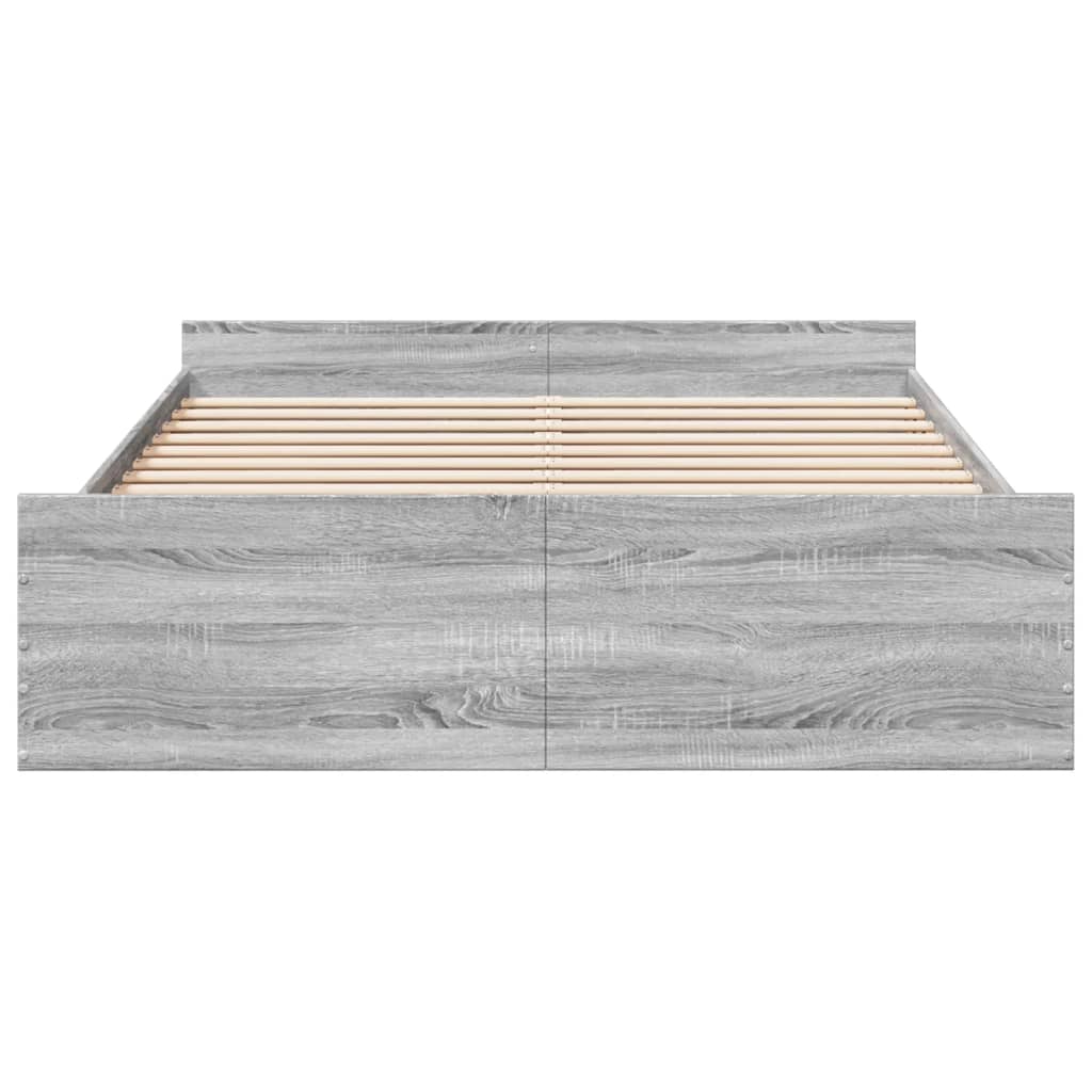 vidaXL Bettgestell mit Schubladen Grau Sonoma 150x200 cm Holzwerkstoff
