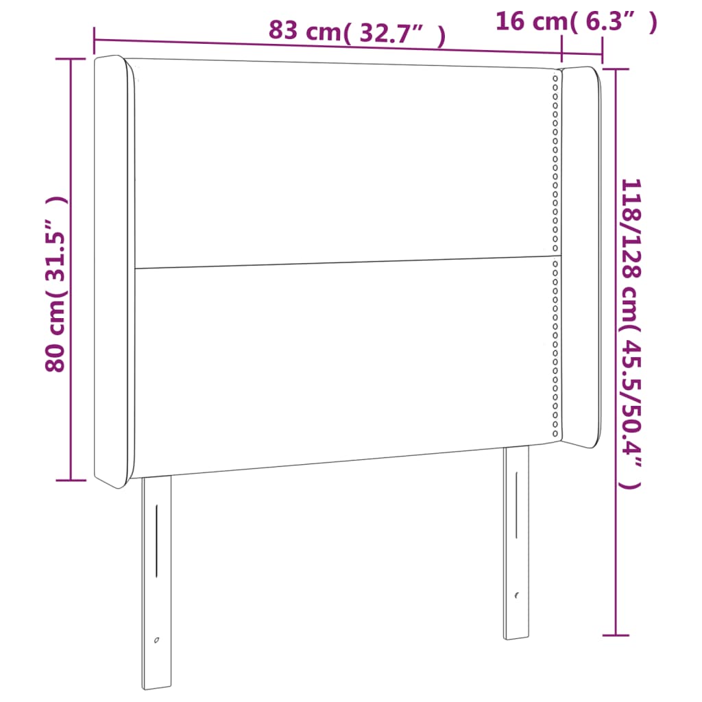 vidaXL Kopfteil mit Ohren Hellgrau 83x16x118/128 cm Samt