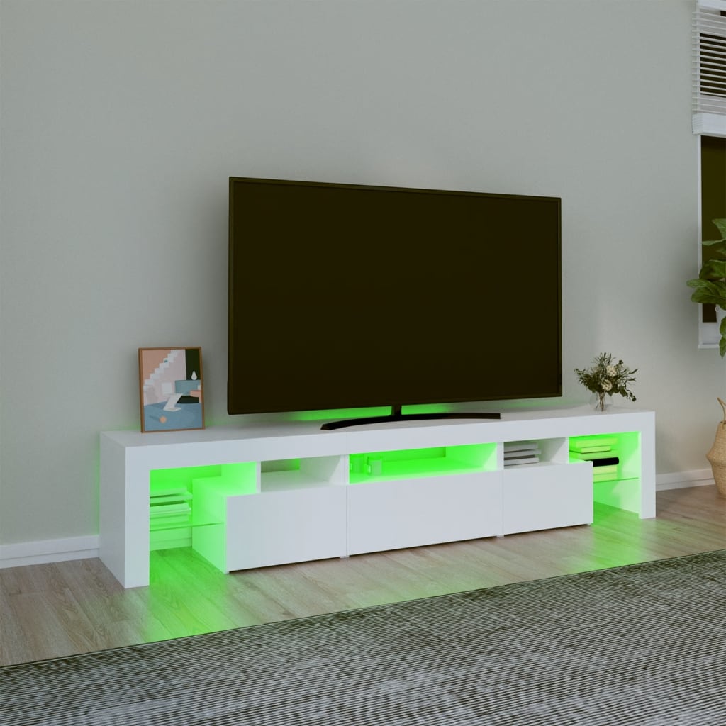 vidaXL TV-Schrank mit LED-Leuchten Weiß 200x36,5x40 cm