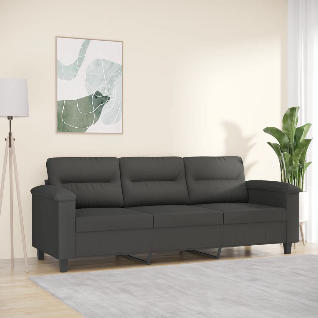 vidaXL 3-Sitzer-Sofa Dunkelgrau 180 cm Mikrofasergewebe