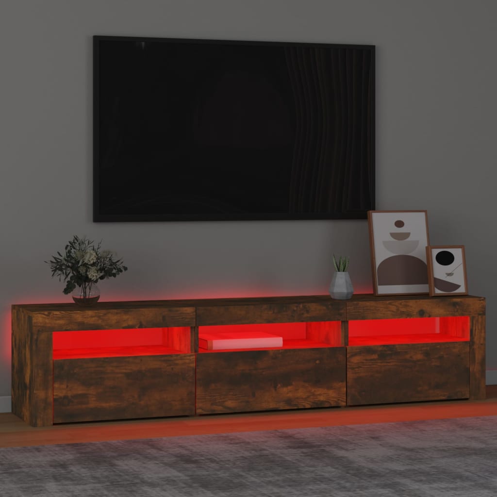 vidaXL TV-Schrank mit LED-Leuchten Räuchereiche 180x35x40 cm