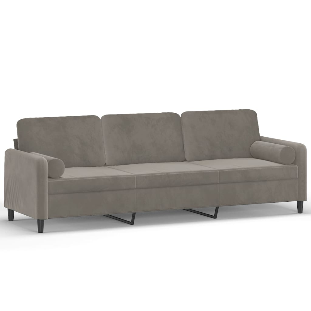 vidaXL 3-Sitzer-Sofa mit Kissen Hellgrau 210 cm Samt
