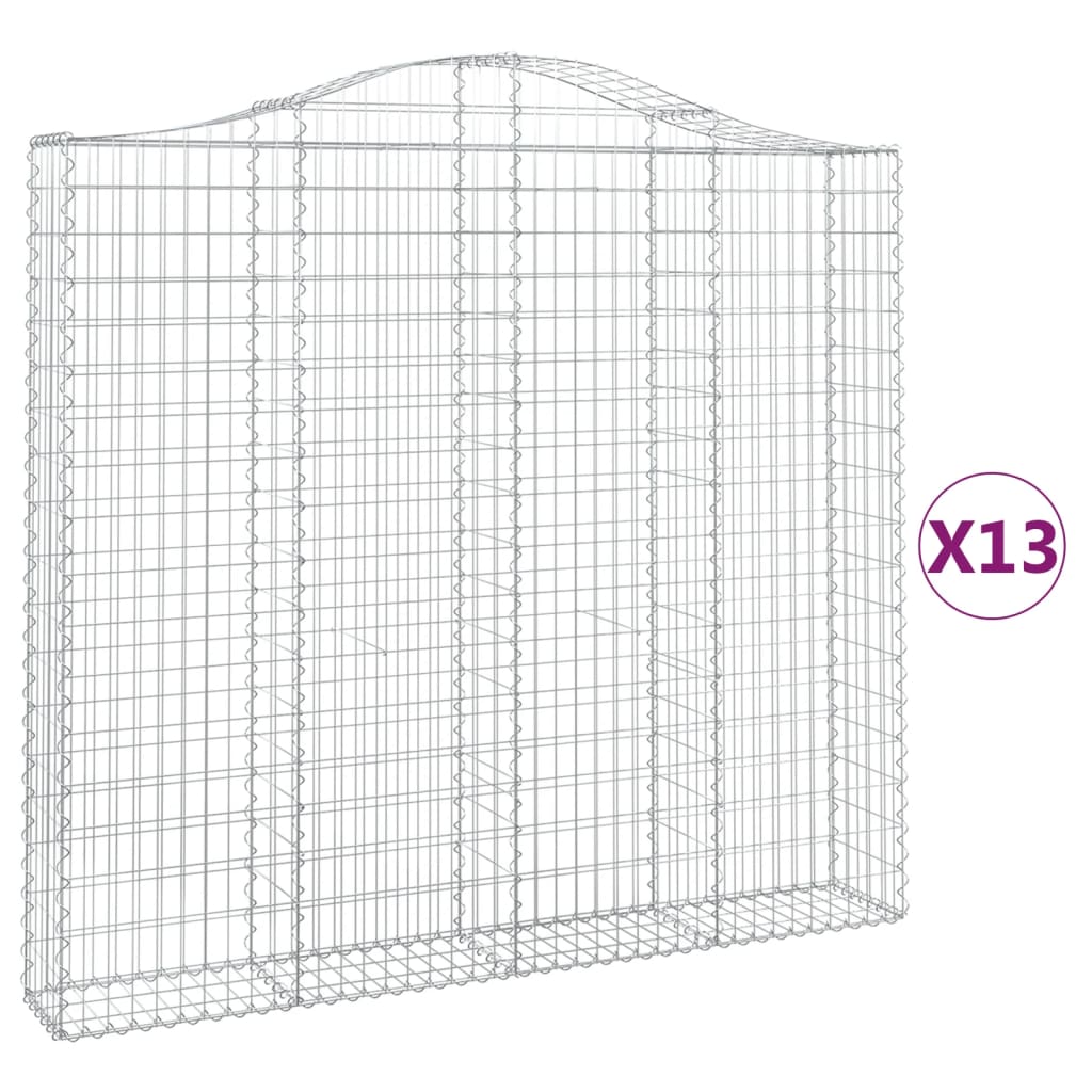 vidaXL Gabionen mit Hochbogen 13Stk. 200x30x180/200cm Verzinktes Eisen