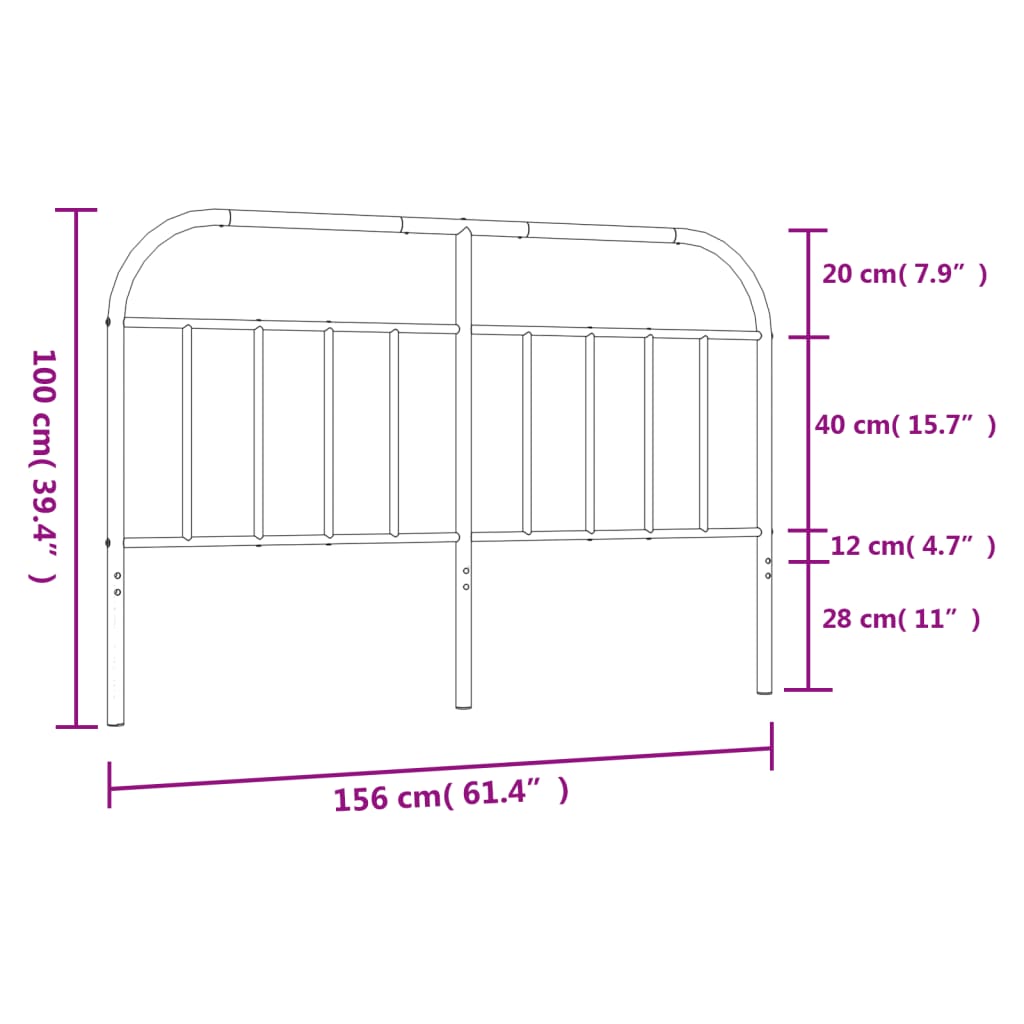 vidaXL Kopfteil Metall Weiß 150 cm