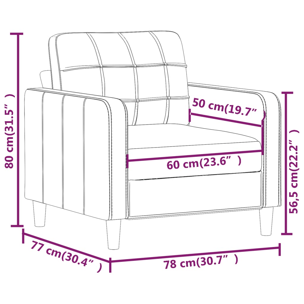 vidaXL Sofasessel Creme 60 cm Stoff