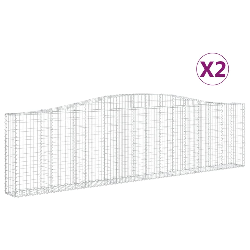 vidaXL Gabionen mit Hochbogen 2 Stk. 400x30x100/120cm Verzinktes Eisen