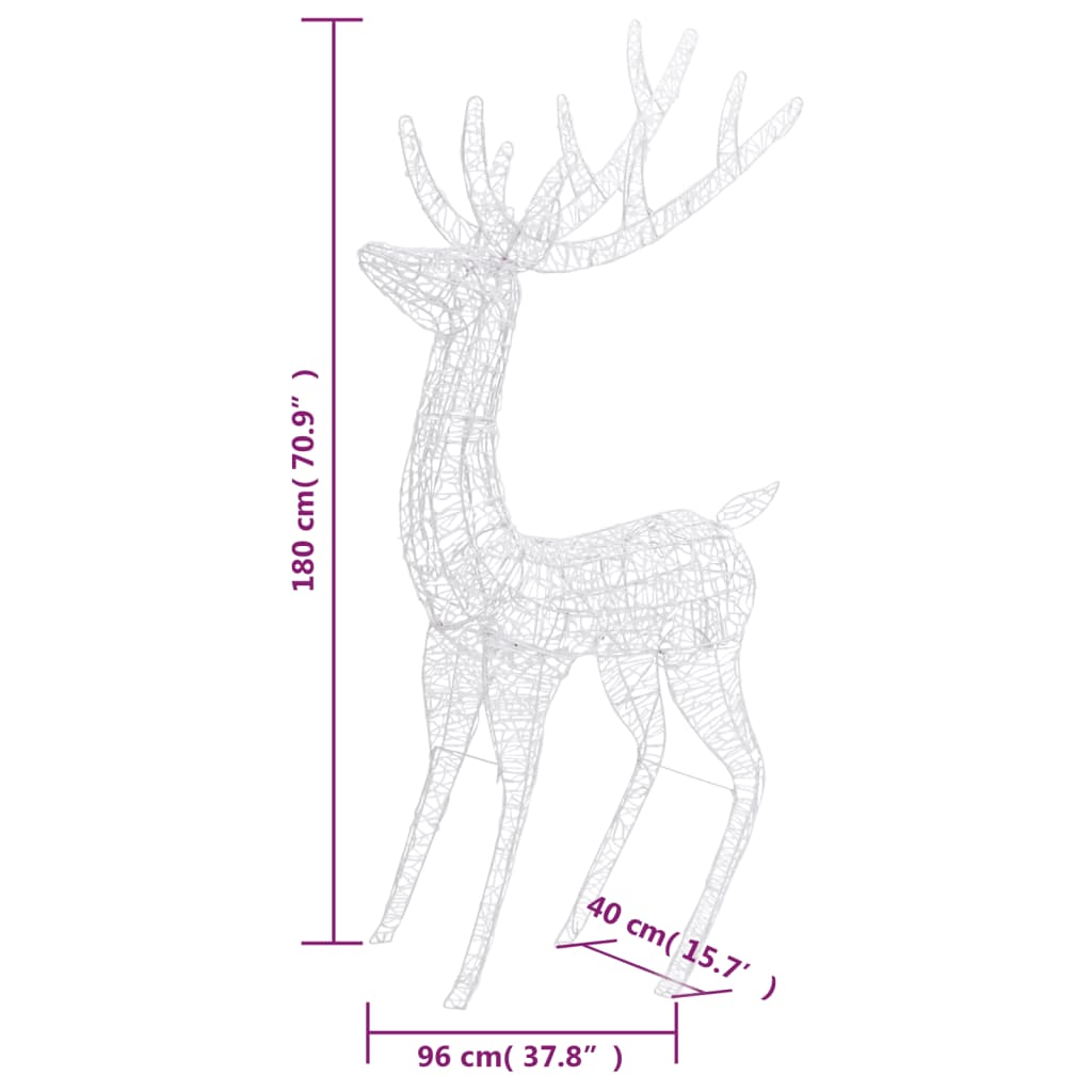 vidaXL XXL Rentiere Weihnachtsdekoration Acryl 250 LED 3 Stk. 180 cm