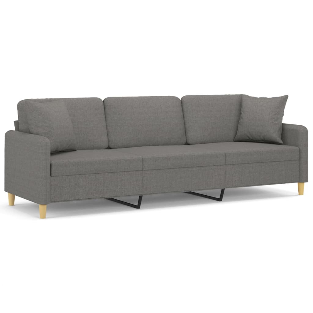 vidaXL 3-Sitzer-Sofa mit Kissen Dunkelgrau 210 cm Stoff