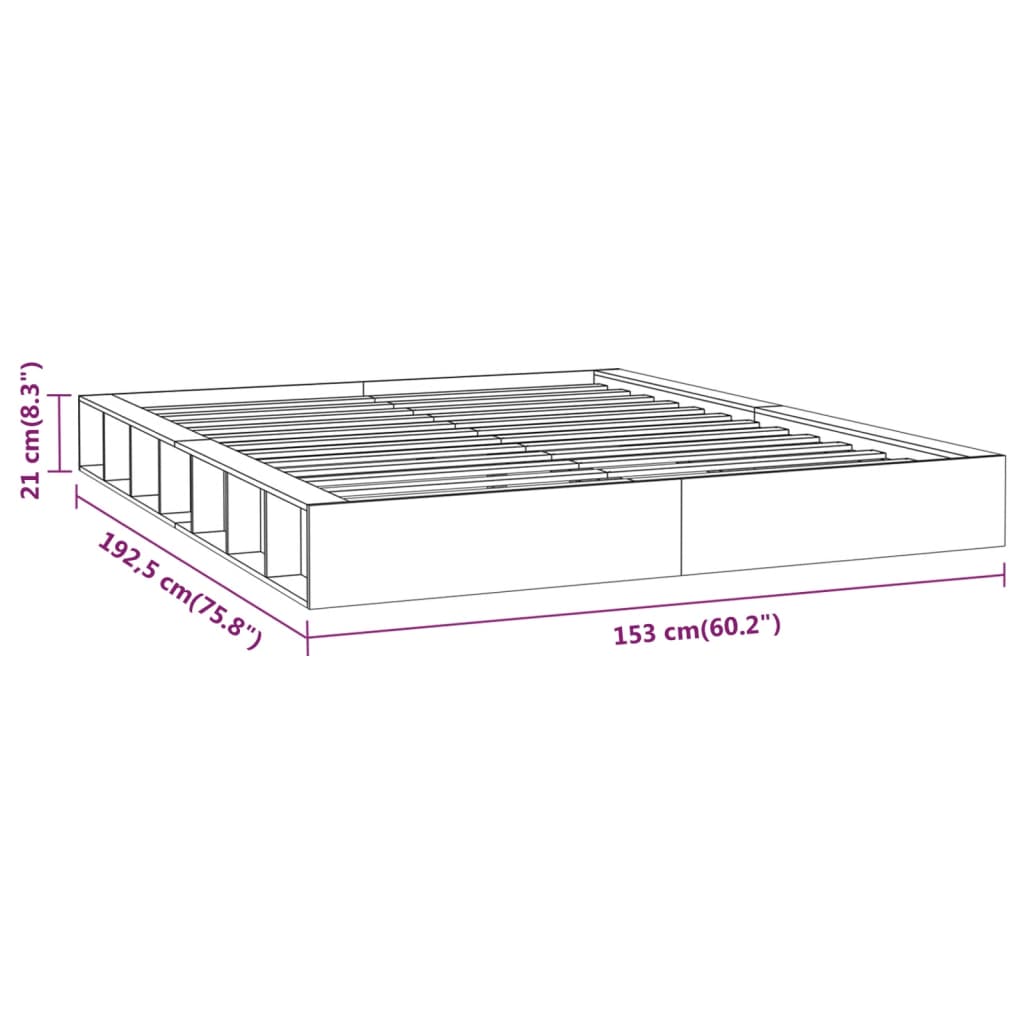 vidaXL Massivholzbett Schwarz 135x190 cm