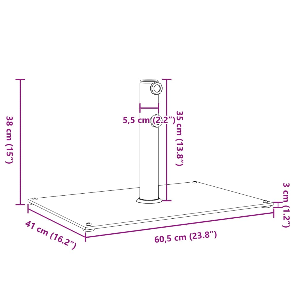 vidaXL Sonnenschirmständer Ø32/38/48 mm Mast 15 kg Rechteckig