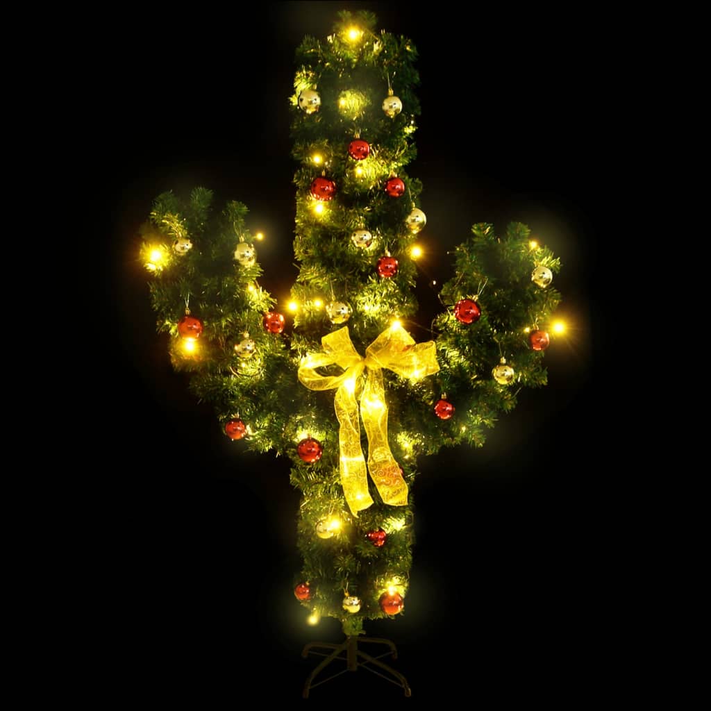 vidaXL Weihnachtsdeko Kaktus mit Ständer und LED Grün 180 cm PVC