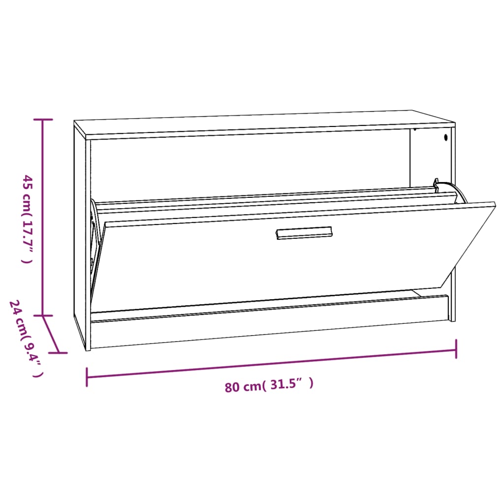 vidaXL Schuhbank Räuchereiche 80x24x45 cm Holzwerkstoff