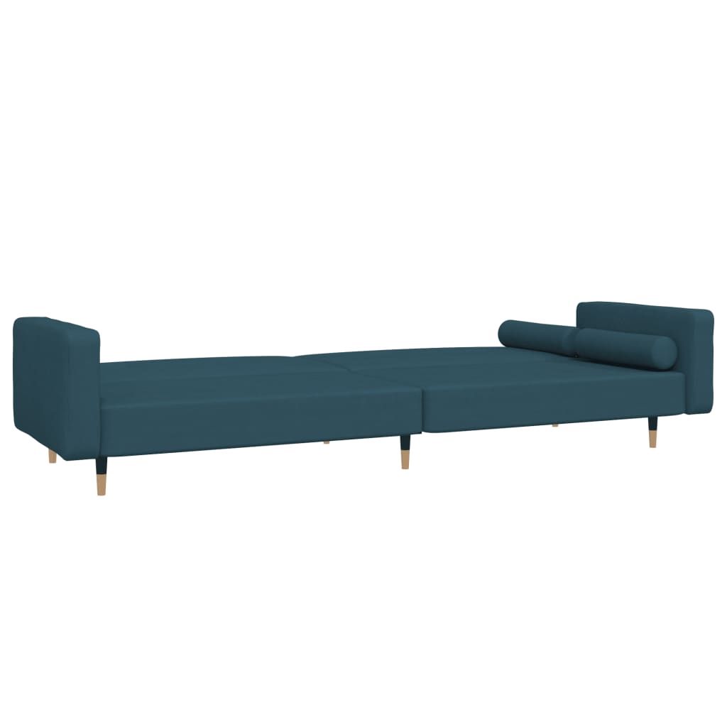 vidaXL Schlafsofa 2-Sitzer mit 2 Kissen Blau Samt