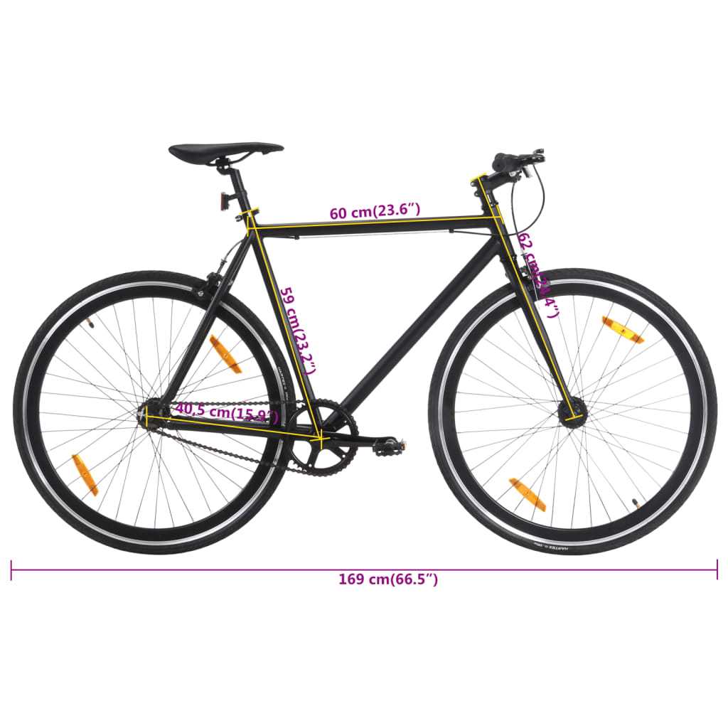 vidaXL Fahrrad mit Festem Gang Schwarz 700c 59 cm