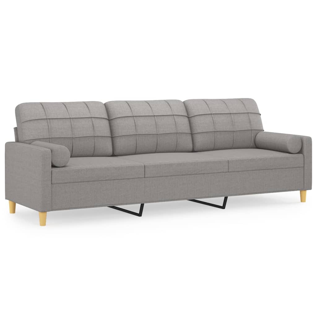 vidaXL 3-Sitzer-Sofa mit Kissen Hellgrau 210 cm Stoff