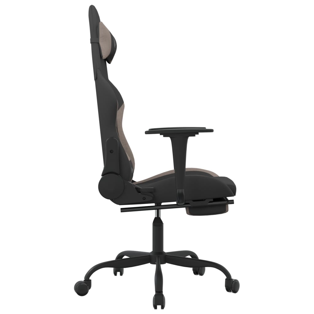 vidaXL Gaming-Stuhl mit Massage & Fußstütze Schwarz und Taupe Stoff