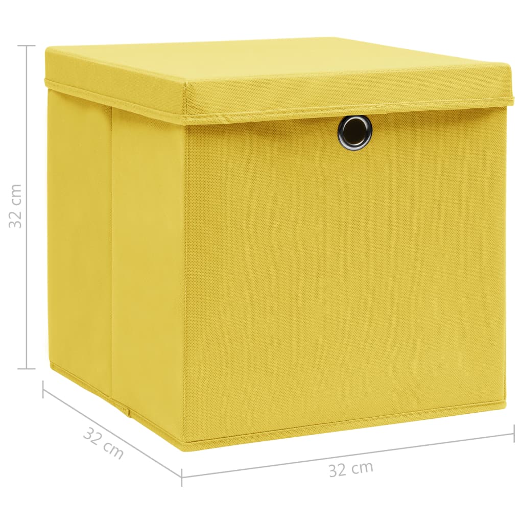 vidaXL Aufbewahrungsboxen mit Deckeln 4 Stk. Gelb 32x32x32 cm Stoff