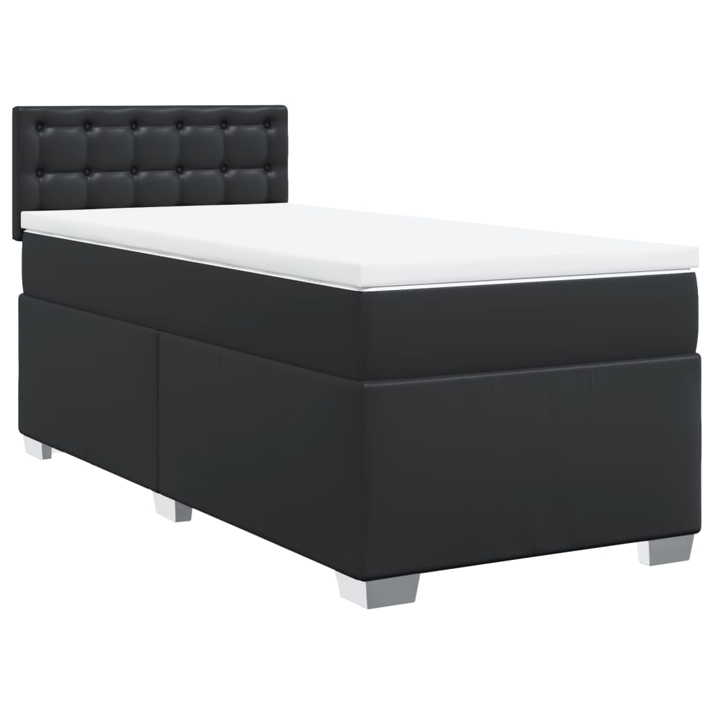 vidaXL Boxspringbett mit Matratze Schwarz 90x190 cm Kunstleder