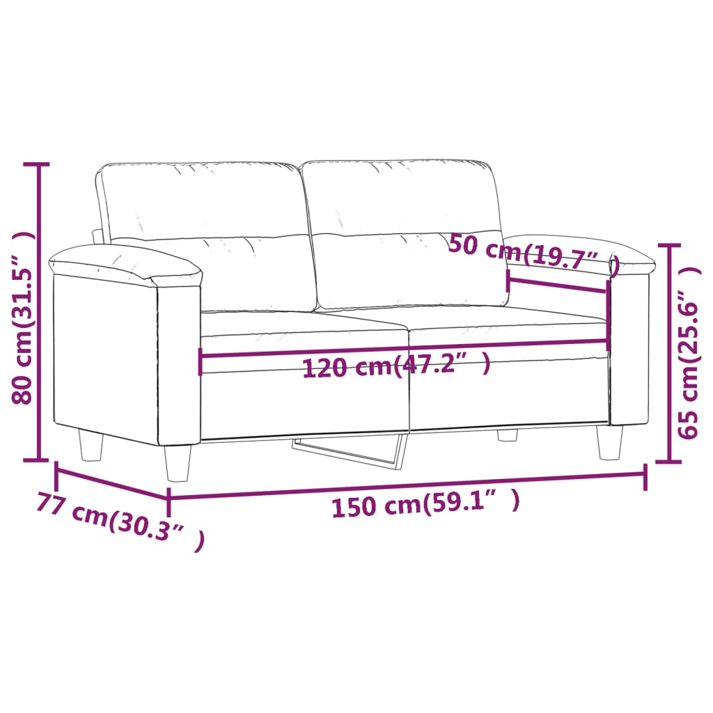 vidaXL 2-Sitzer-Sofa Beige 120 cm Mikrofasergewebe