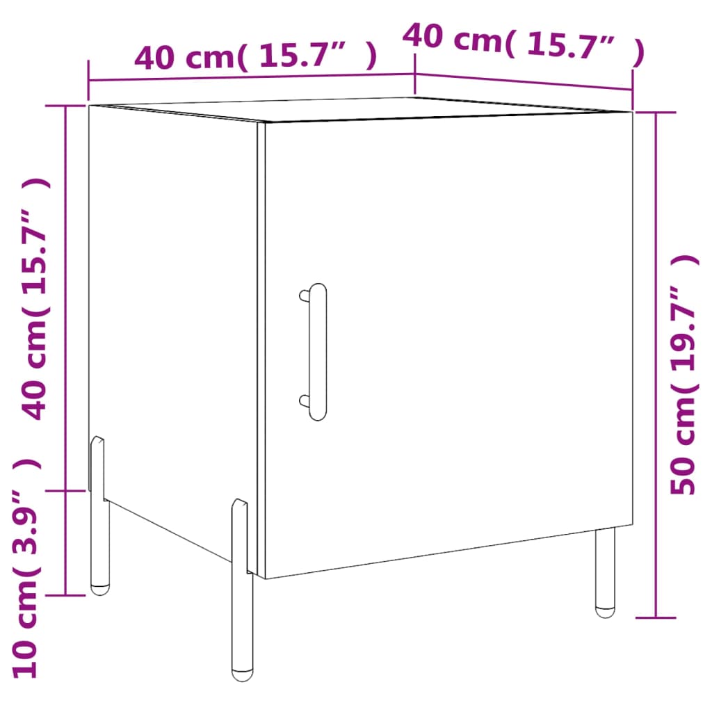 vidaXL Nachttisch Sonoma-Eiche 40x40x50 cm Holzwerkstoff