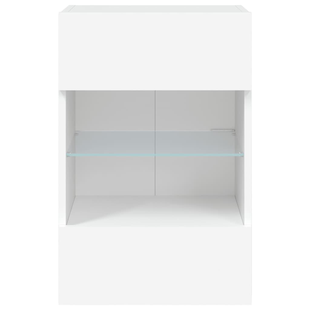 vidaXL TV-Wandschränke mit LED-Leuchten 2 Stk. Weiß 40x30x60,5 cm