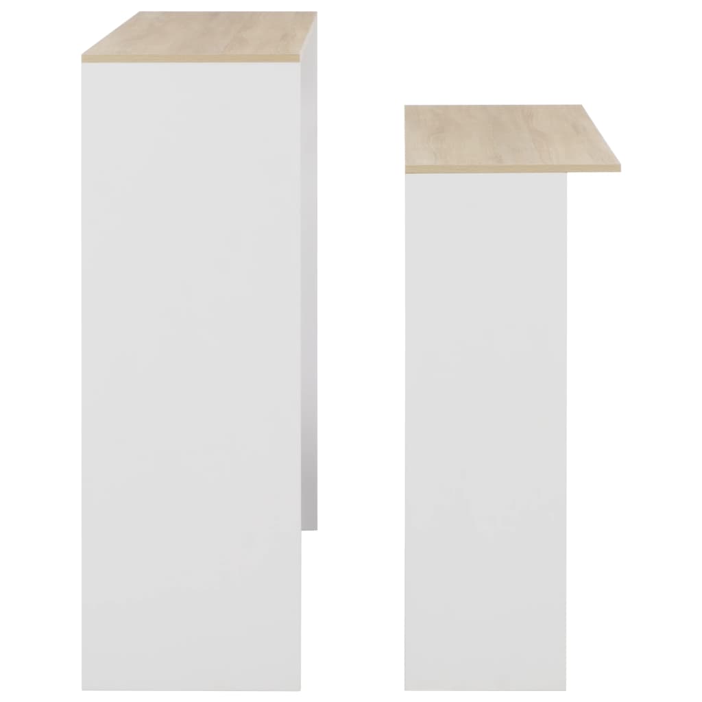 vidaXL Bartisch mit 2 Tischplatten Weiß und Eichefarben 130x40x120 cm