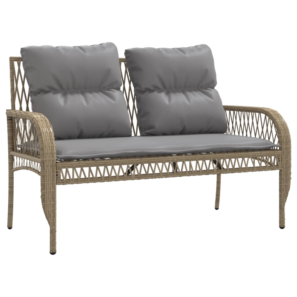 vidaXL 4-tlg. Garten-Sofagarnitur mit Kissen Beige Poly Rattan