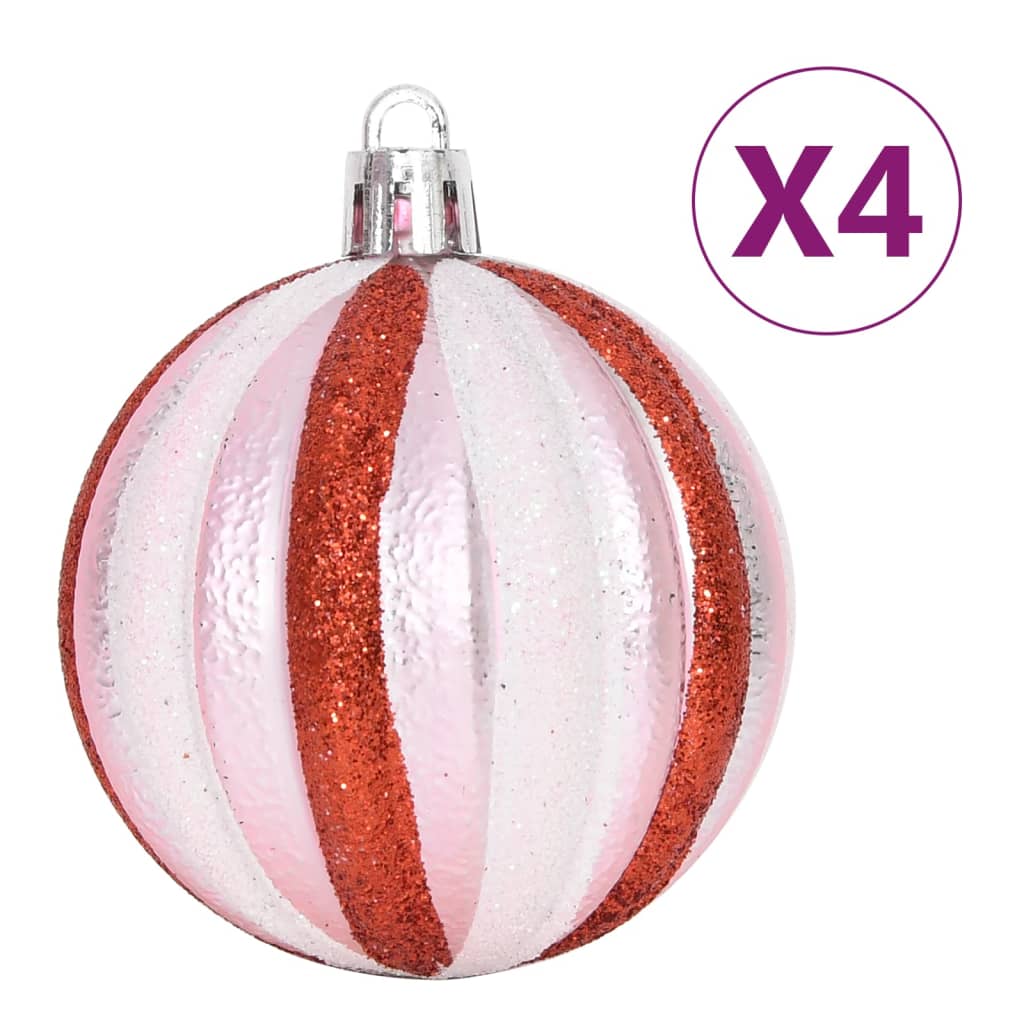 vidaXL 65-tlg. Weihnachtskugel-Set Rosa / Rot / Weiß