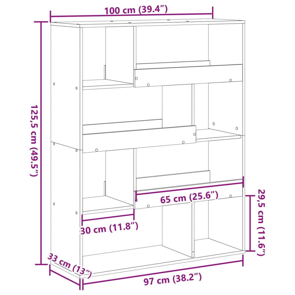 vidaXL Raumteiler Weiß 100x33x125,5 cm Holzwerkstoff