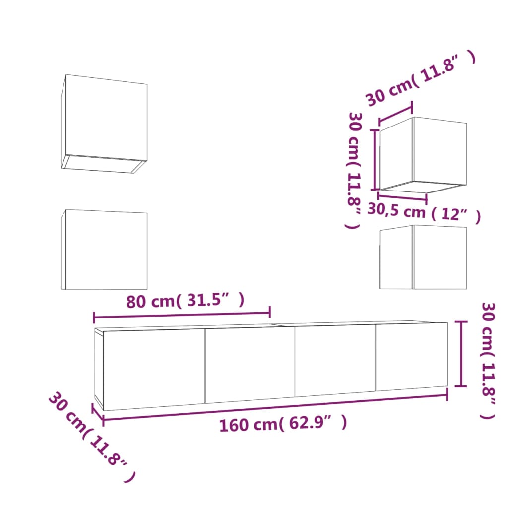 vidaXL 6-tlg. TV-Schrank-Set Räuchereiche Holzwerkstoff