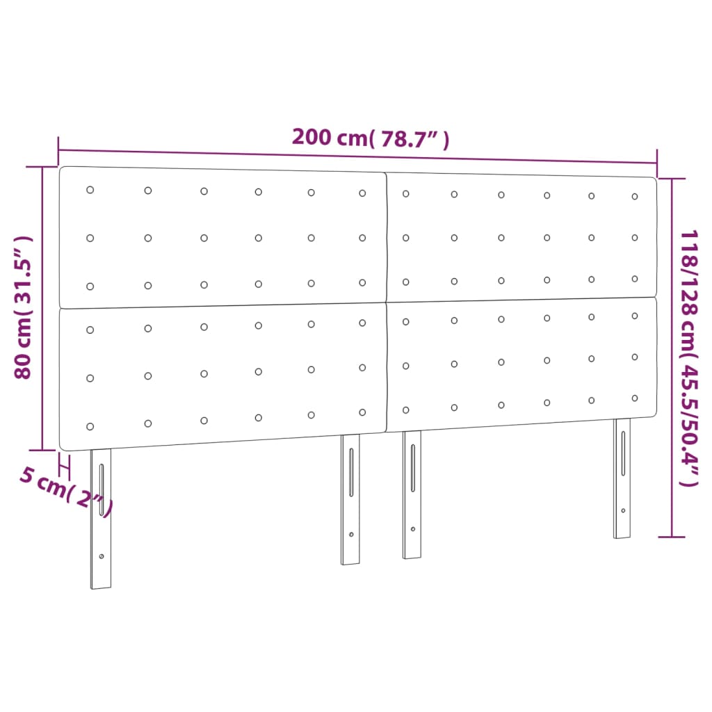 vidaXL Kopfteile 4 Stk. Hellgrau 100x5x78/88 cm Stoff