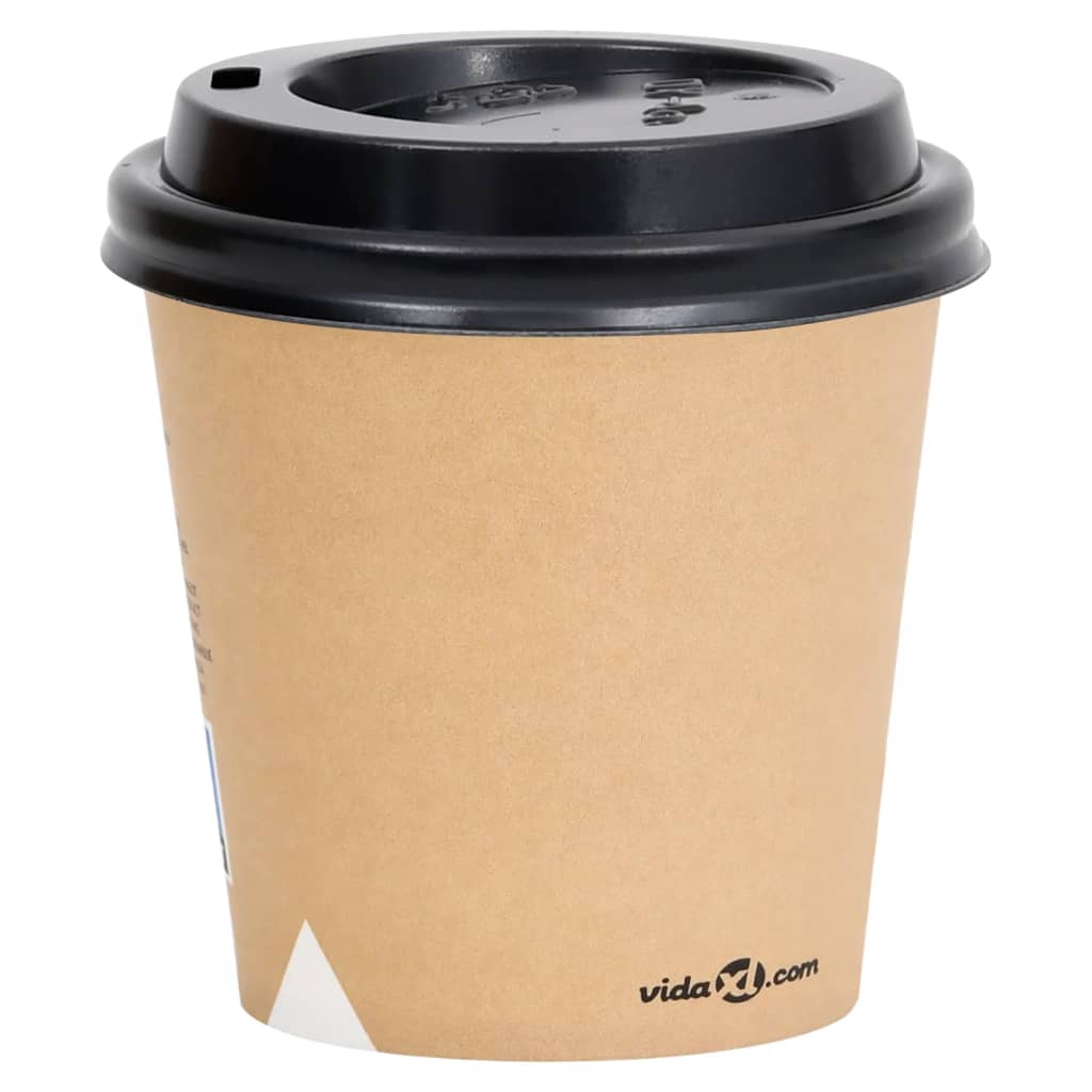vidaXL Kaffee-Pappbecher mit Deckeln 500 Stk. 120 ml Braun