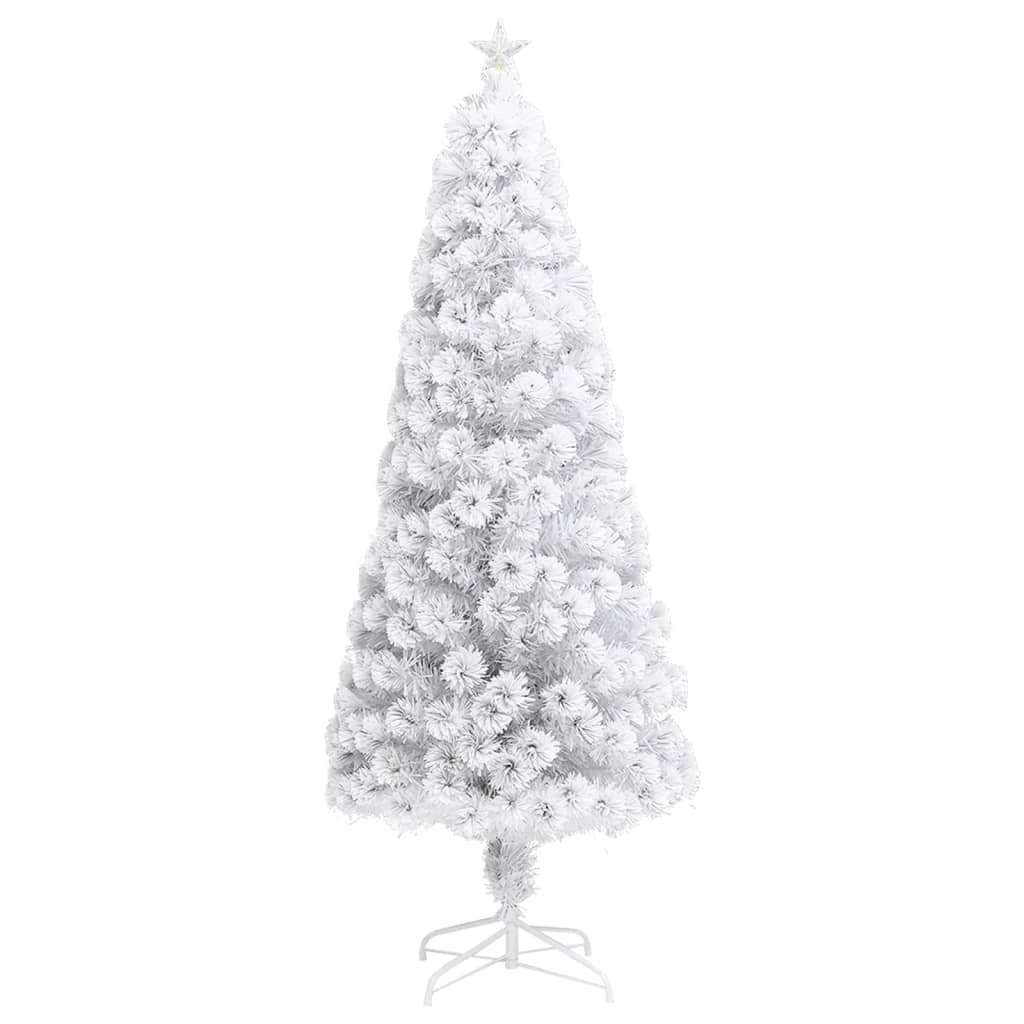 vidaXL Künstlicher Weihnachtsbaum mit Beleuchtung Weiß 240cm Glasfaser