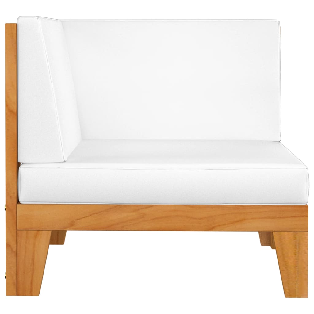 vidaXL 2-Sitzer-Sofa mit Cremeweißen Kissen Akazie Massivholz